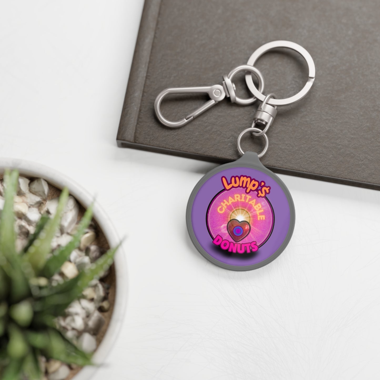 Lumpy Donut Keychain - "Lump's Charitable Donut" - series 1.0 - magenta - [*charitable donut]