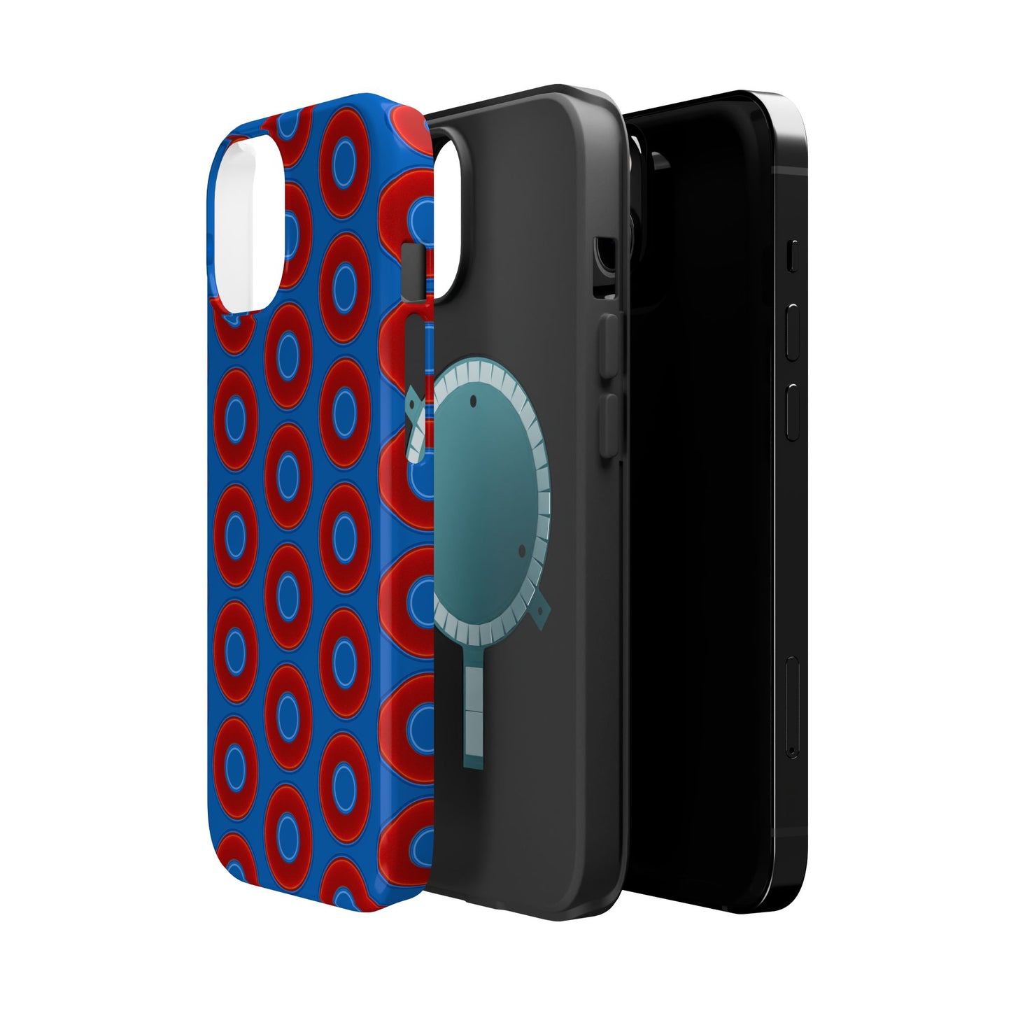 Magnetic Tough Donut Case - red vivid donut print w/dark royal blue background