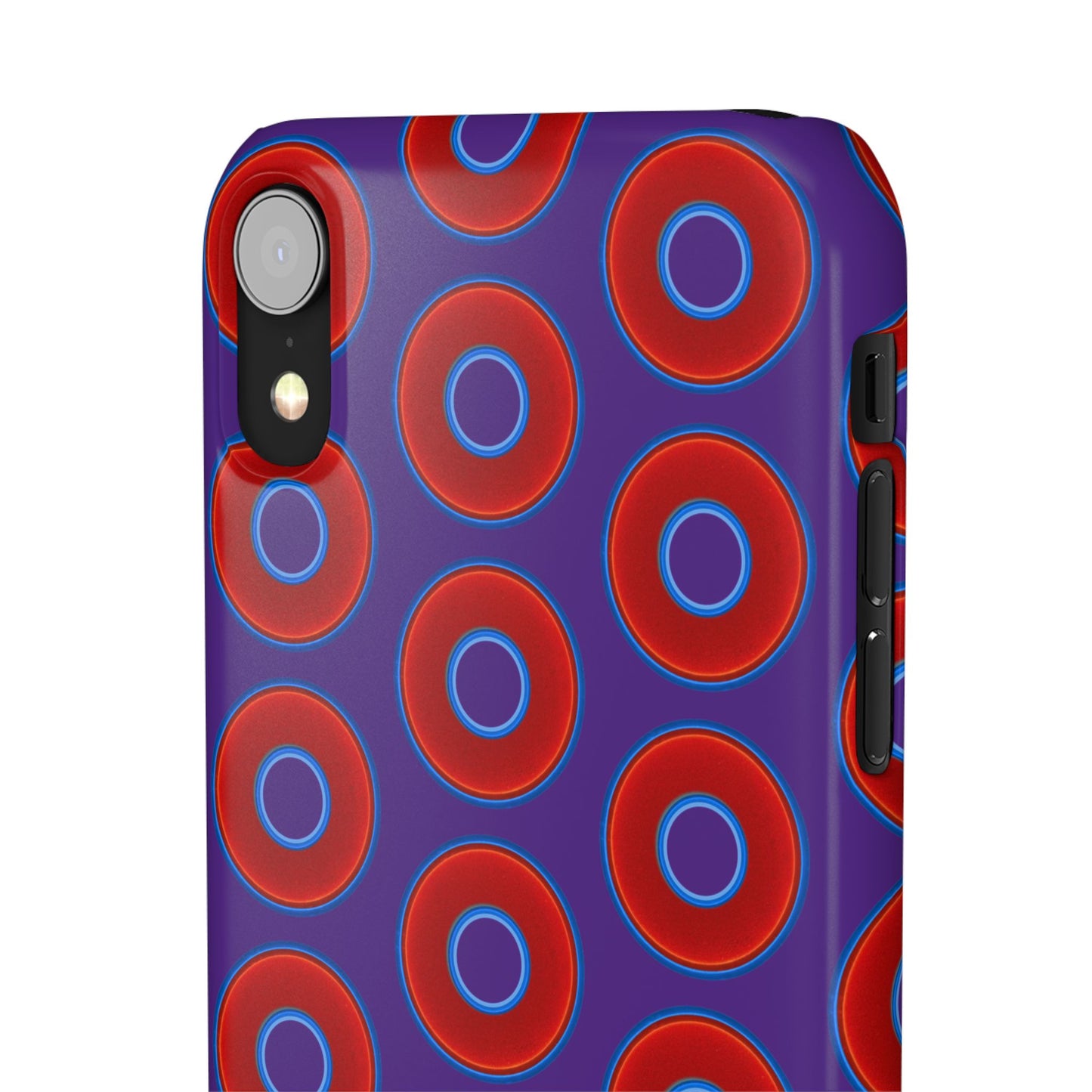 Lumpy Donut Snap Case - red vivid donut print w/dark purple background