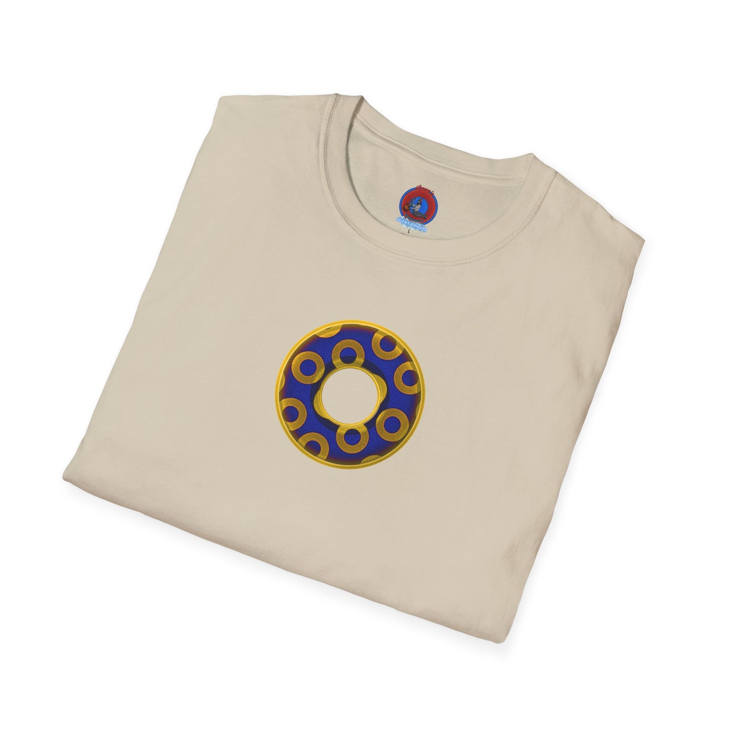Plain Donuts/Unisex Soft-Style - "Plain Rustic Paradoxical Donuts" - yellow/dark blue donuts