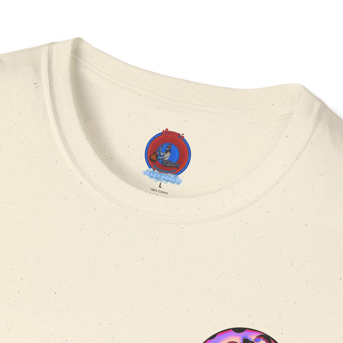 Classic Donut Tee - Unisex Soft-Style - "Would You Be My Donut?" - paradoxical faded purple/red donut - variant 3