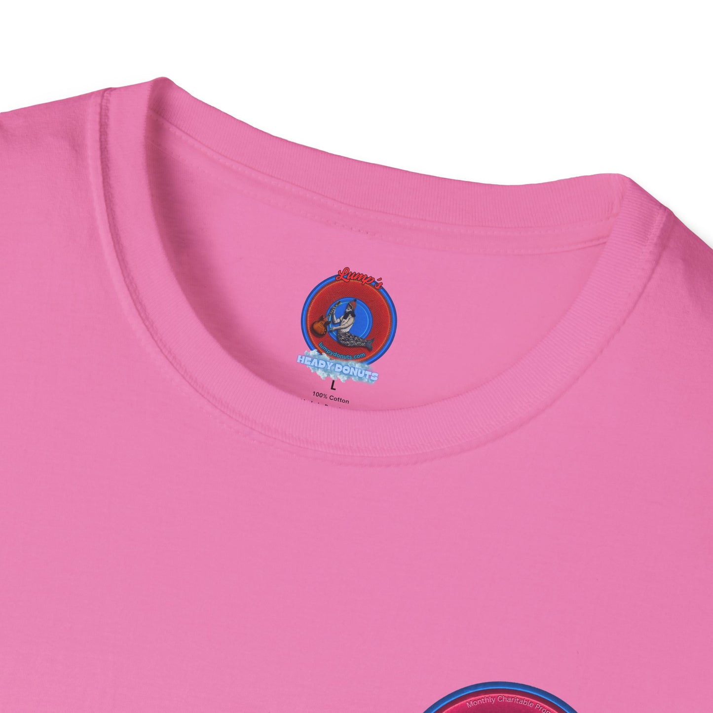 Classic Donut Tee - Unisex Soft-Style - "The 5.55% Donut" - vivid magenta donut - [*charitable print - 5.55% of profit to General Fund]