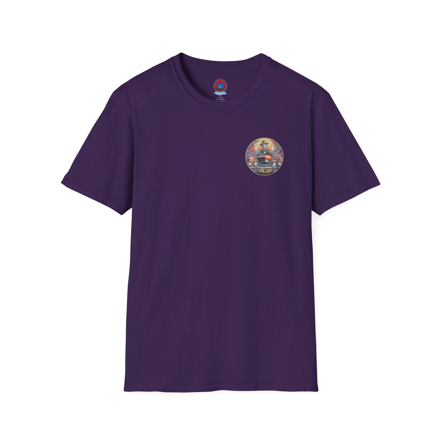 Classic Donut Tee - Unisex Soft-Style - "Jimmy's Marathon Donut Tee" - series 1.0  - variant 2 - orange/purple pic donut