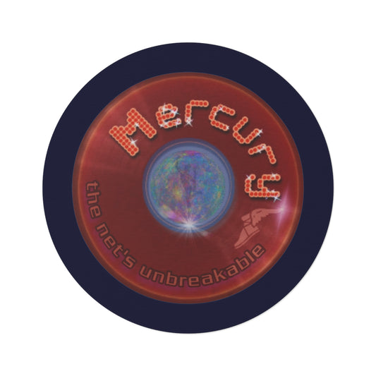 Round Room - 5 ft x 5 ft Lumpy Donut Rug - "Donut Rug of the Gods" - vivid red donut w/dark navy background - variant 5