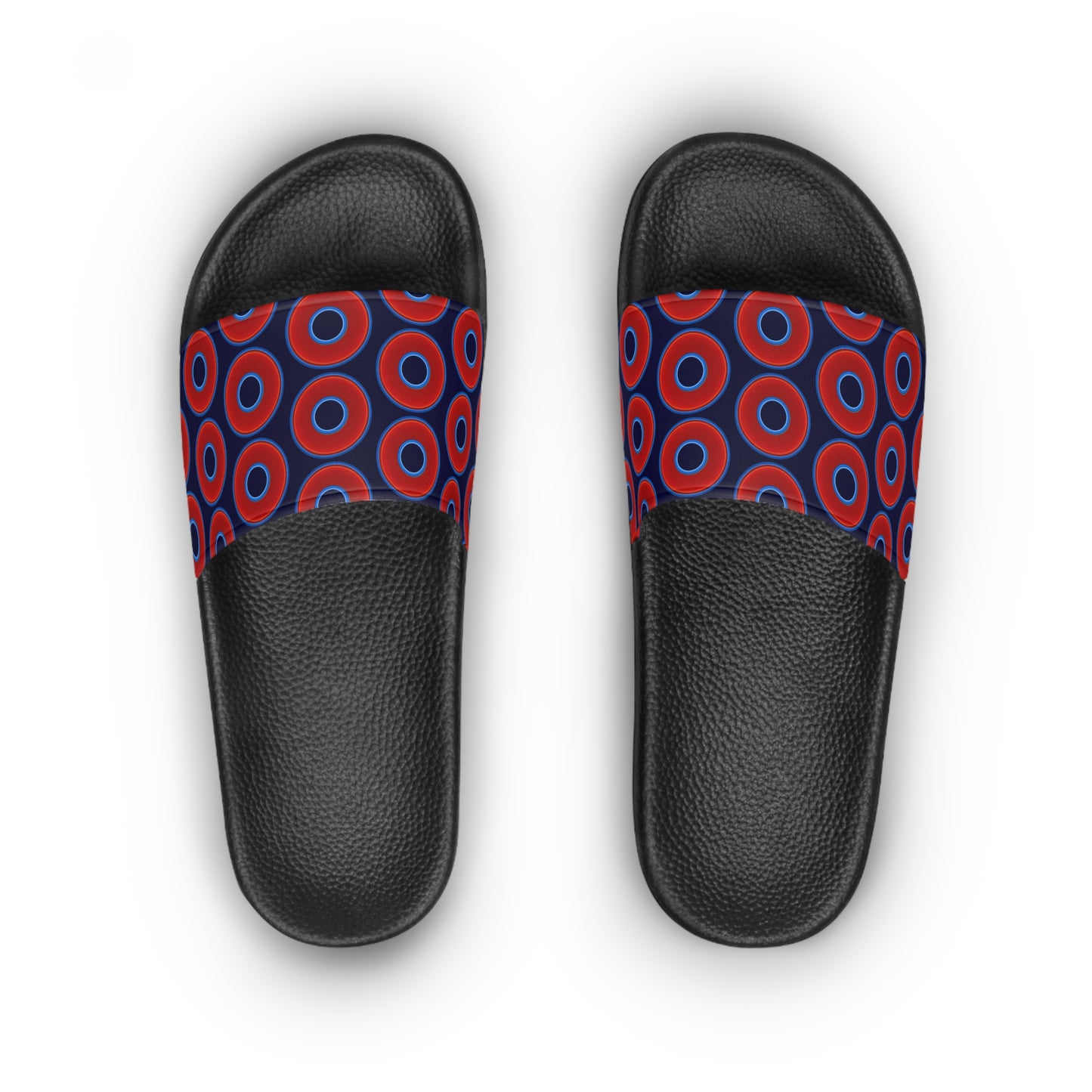 Lumpy Sandals - slip-ons - red vivid donuts w/midnight blue background