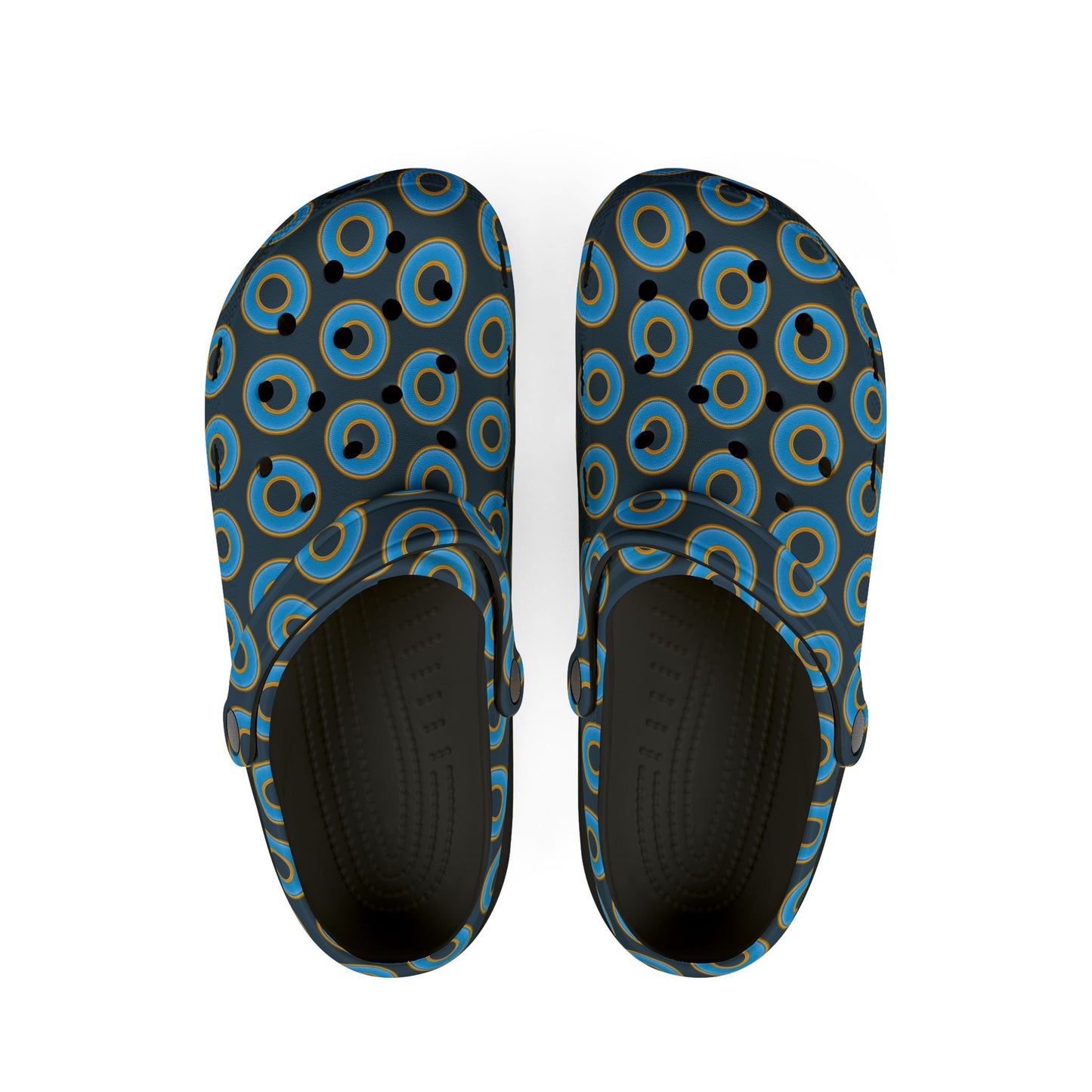 Spatchcocks - donut slip-on shoes - light blue rustic donuts w/dark gray-blue background [unisex]
