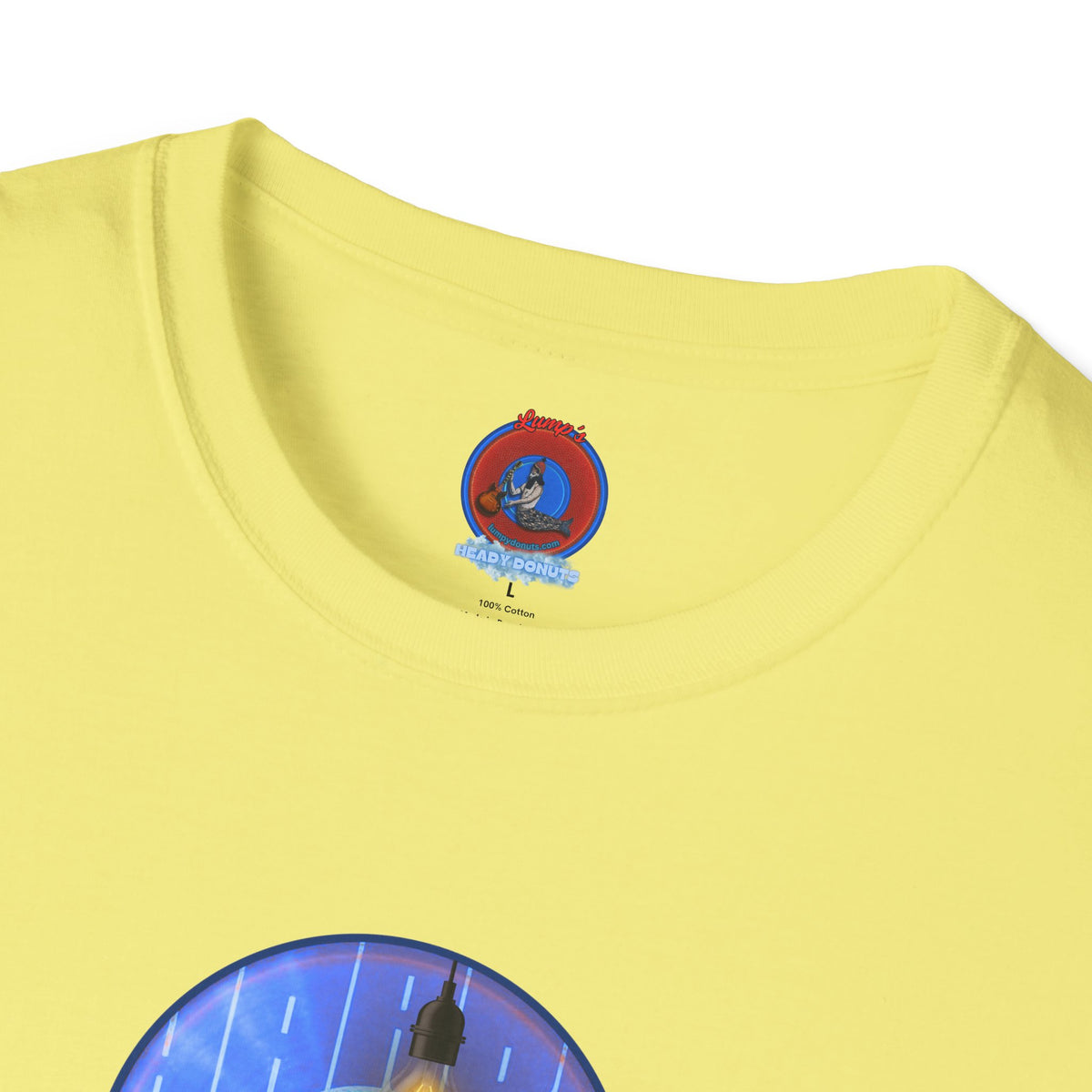 Classic Donut Tee - Unisex Soft-Style - "Harry Left His Donut Shirt" - series 1.0  - variant 4 - purple/blue donut - w/milk & light on
