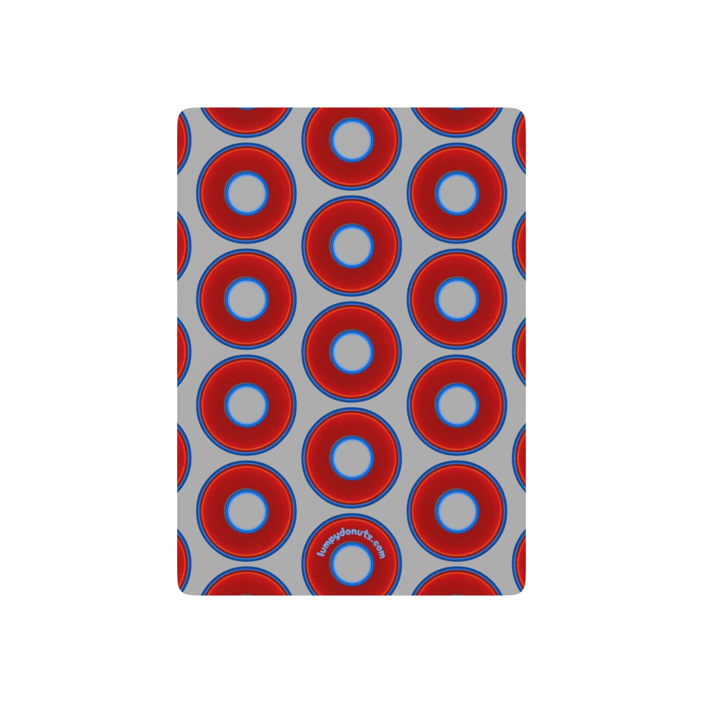Lumpy Donut Playing Decks - 52-cards - red vivid donuts w/light gray background