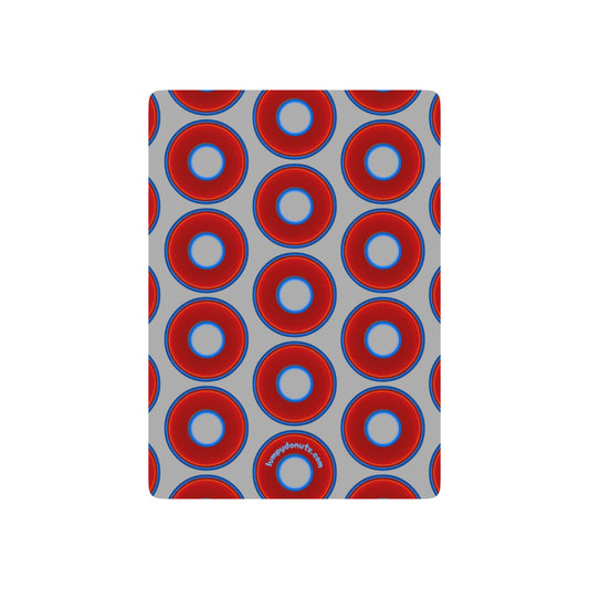 Lumpy Donut Playing Decks - 52-cards - red vivid donuts w/light gray background