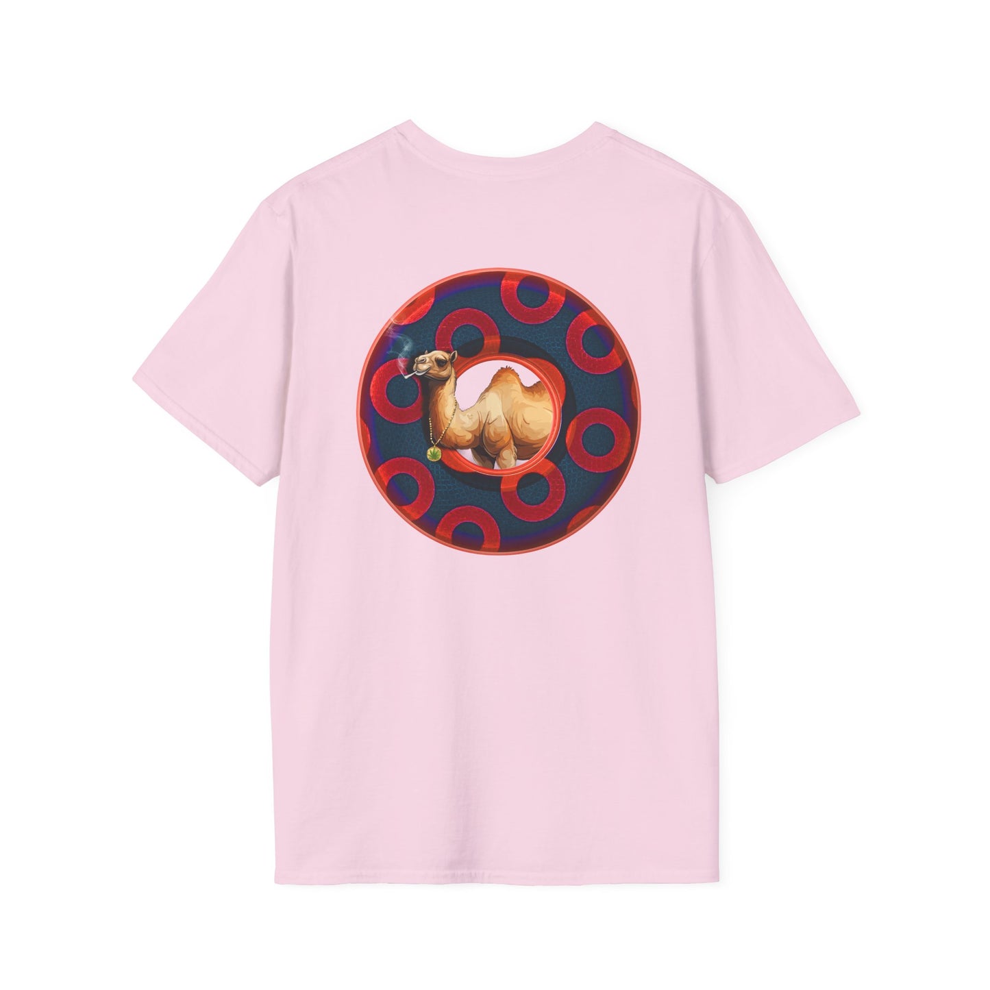 Classic Donut Tee - Unisex Soft-Style - "Joe Camel's Super Cool Donut" - rustic paradox donut - dark navy/red donuts