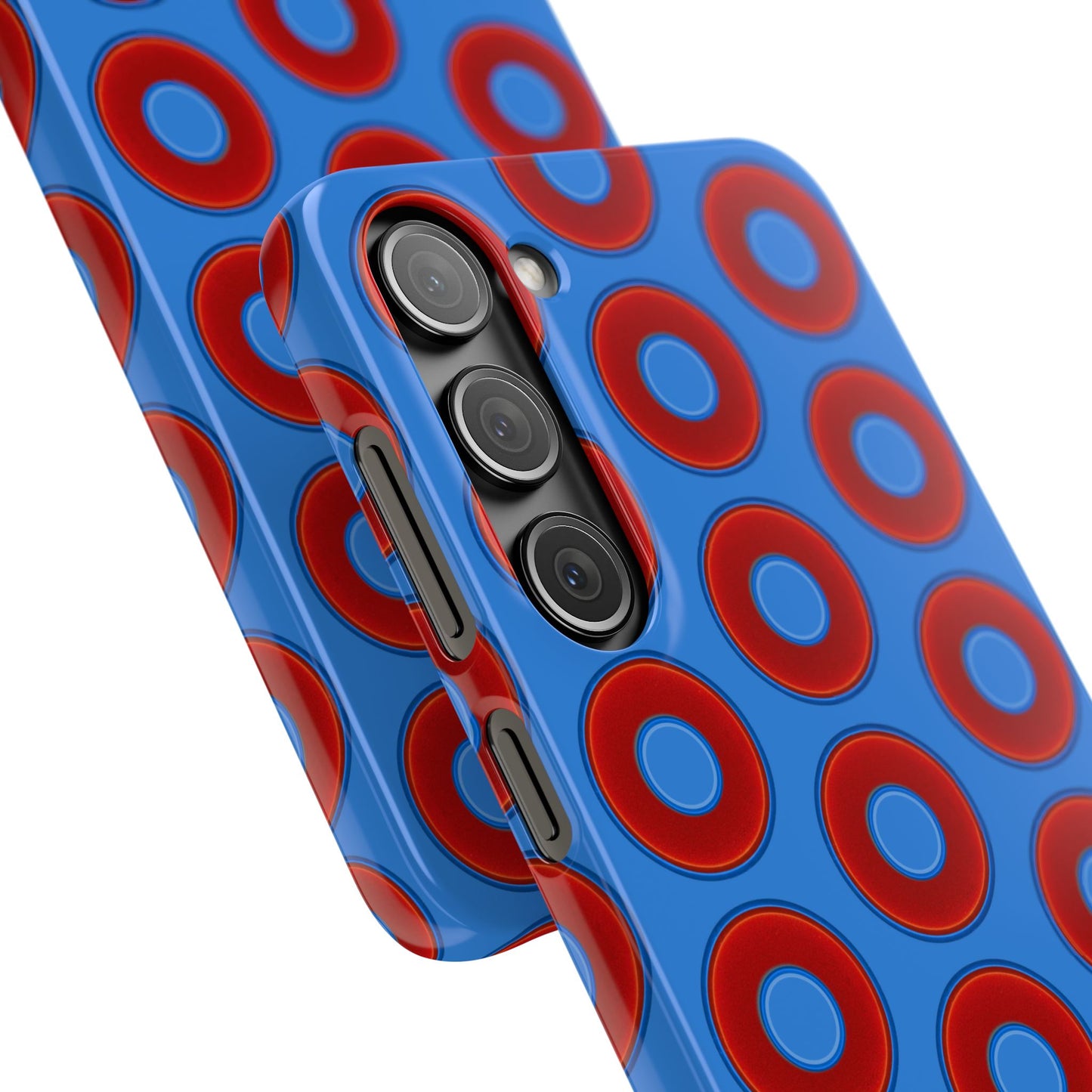 Lumpy Donut Snap Case - red vivid donut print w/light royal blue background
