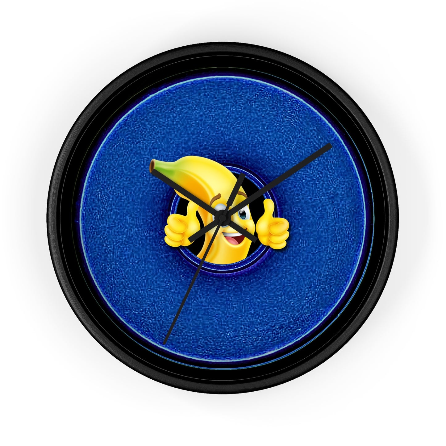 Lumpy Wall Clock - "Dis Sheet, It's Bananas" - variant 5 - blue vivid donut w/black background