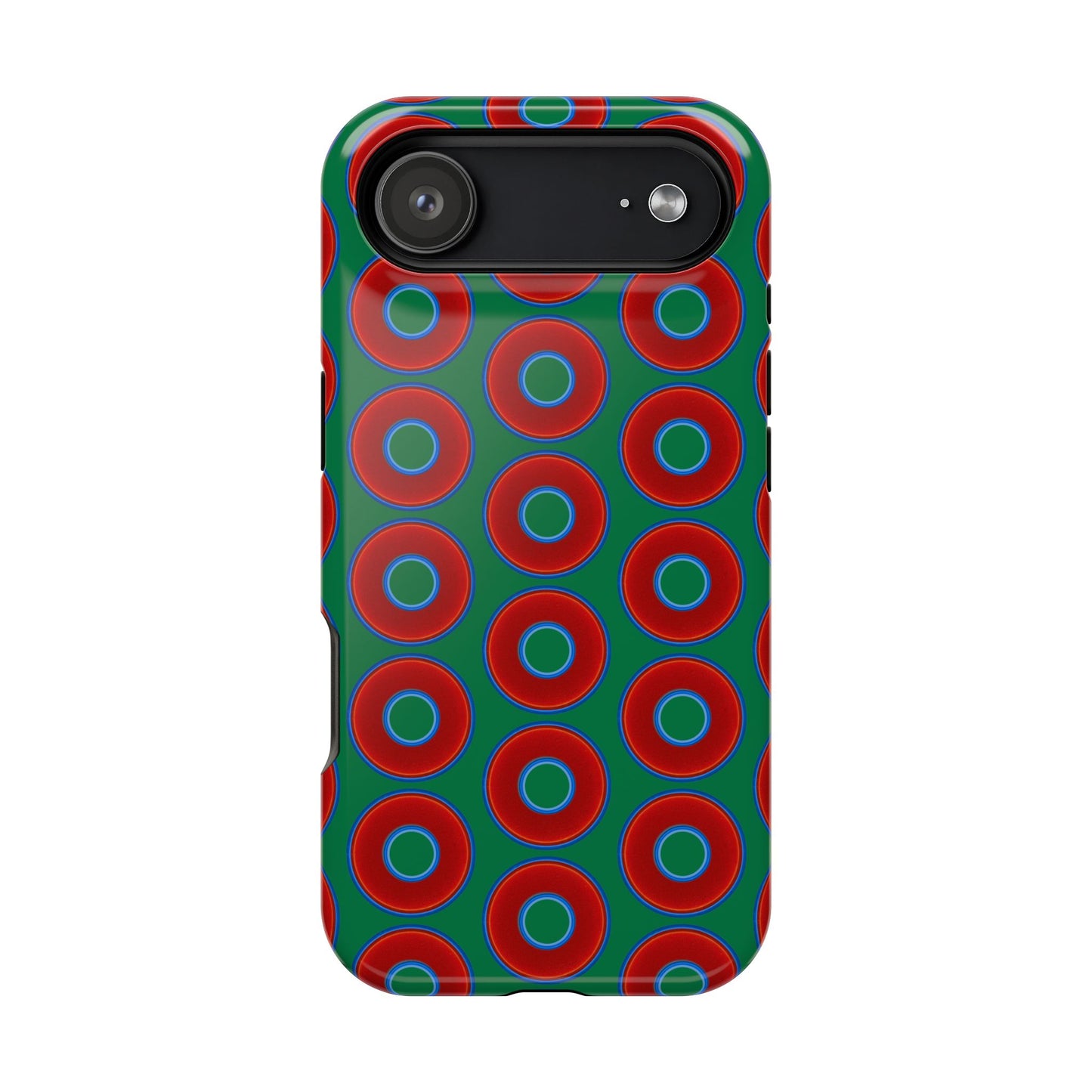 Magnetic Tough Donut Case - red vivid donut print w/green background