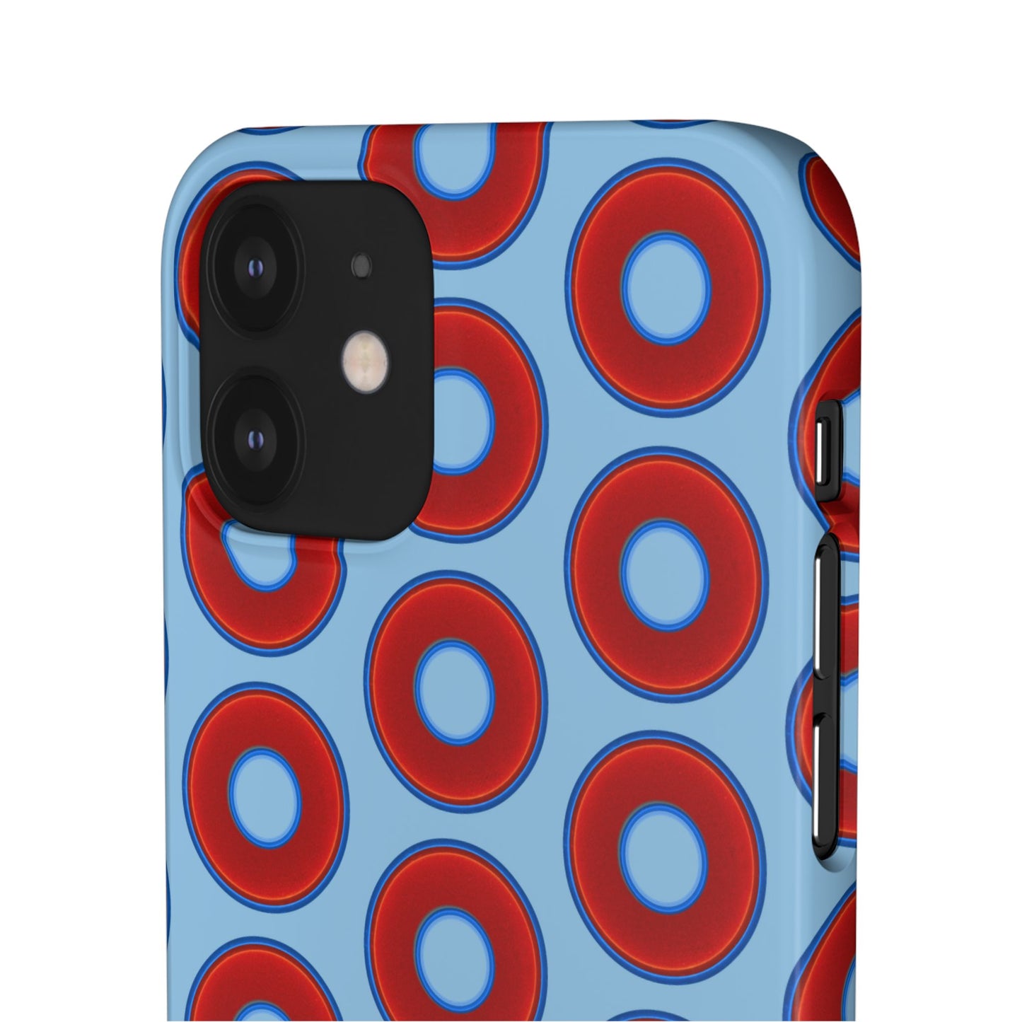 Lumpy Donut Snap Case - red vivid donut print w/sky blue background