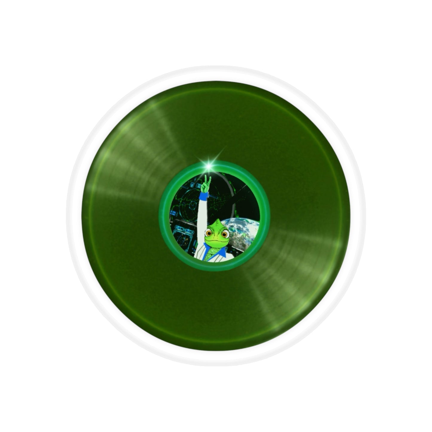 Donut Bumper/Outdoor Sticker - "Rutherford's Staying Alive Donut" - series 1.0 - variant 2 - green donut - [Die-Cut] 6"x 6"