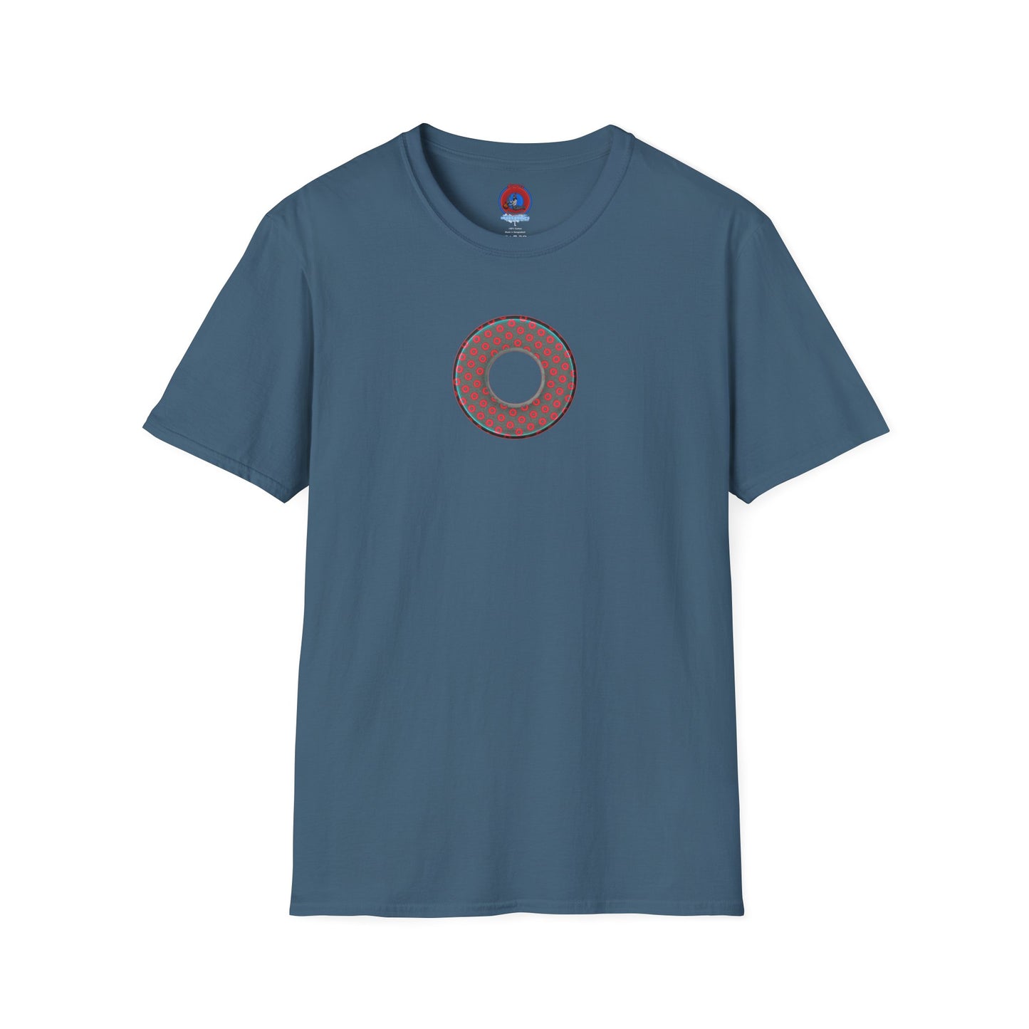 Plain Donuts/Unisex Soft-Style - "Plain Electric Paradoxical Donuts" - dark teal/red donuts