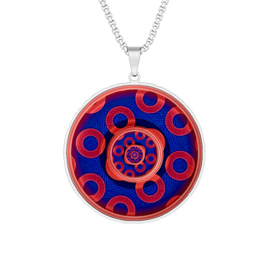 Lump's Heady Donut Necklace - 1" x 1" Stainless Steel Pendant - "Plain Rustic Paradox Donut" - w/kaleidoscope variant 2