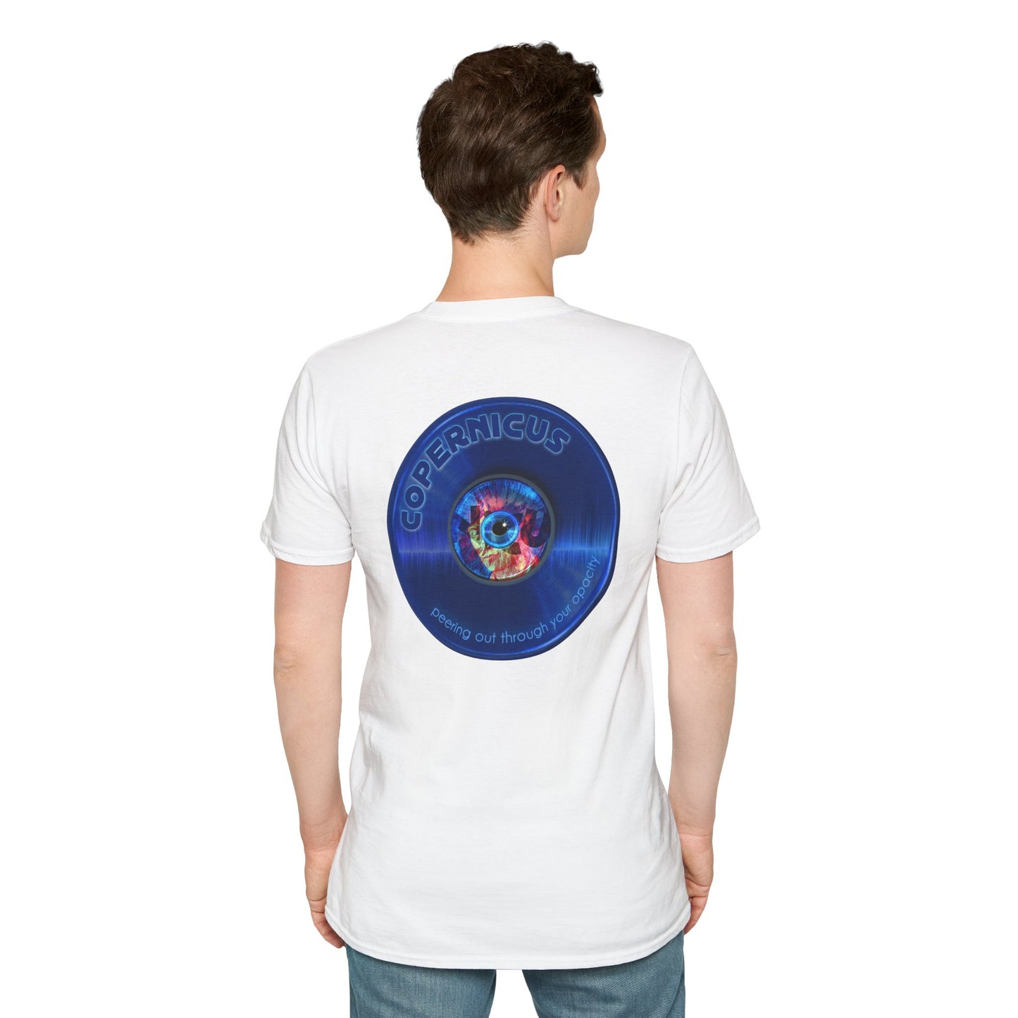Classic Donut Tee - Unisex Soft-Style - "Drunken Copernicus" - series 1.0 - blue donut - variant 2