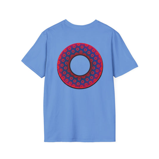 Classic Donut Tee - Unisex Soft-Style - "Vivid Donut inside a Paradox Donut" - blue/red electric paradox donut - variant 2 w/hole