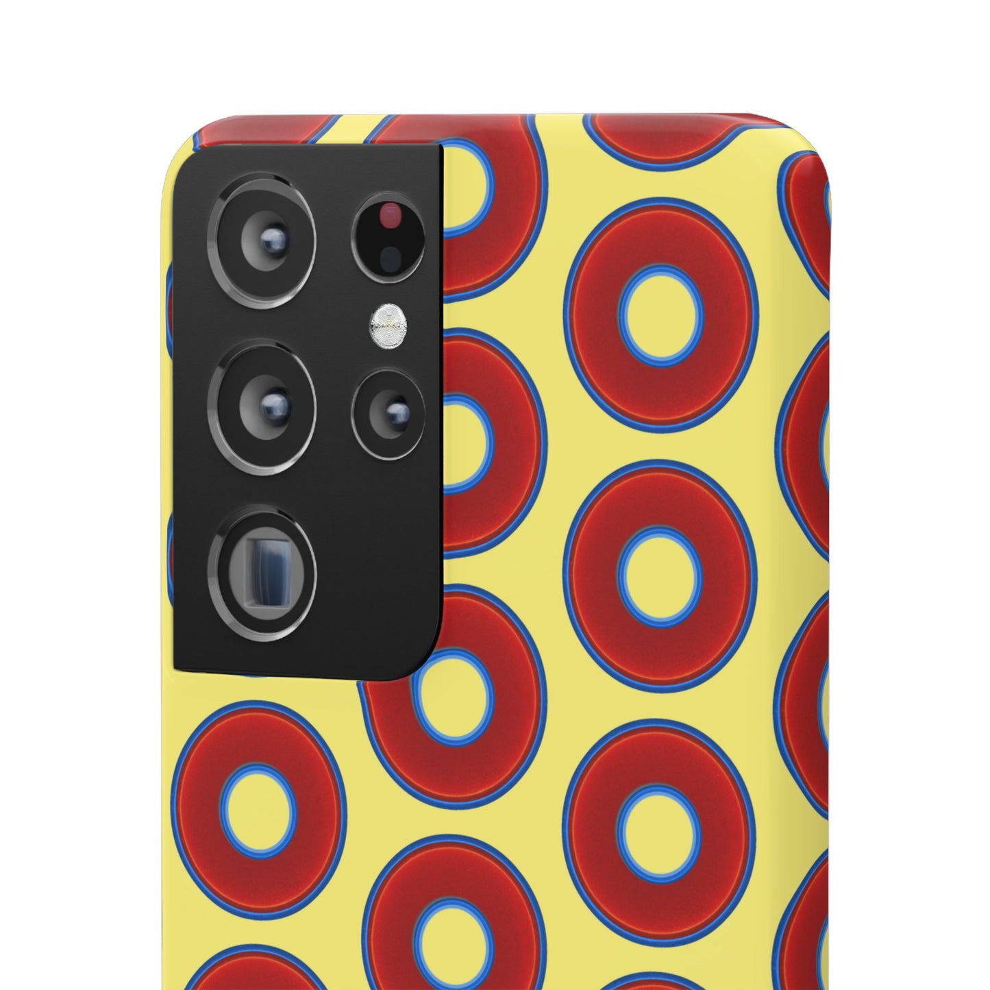 Lumpy Donut Snap Case - red vivid donut print w/yellow background
