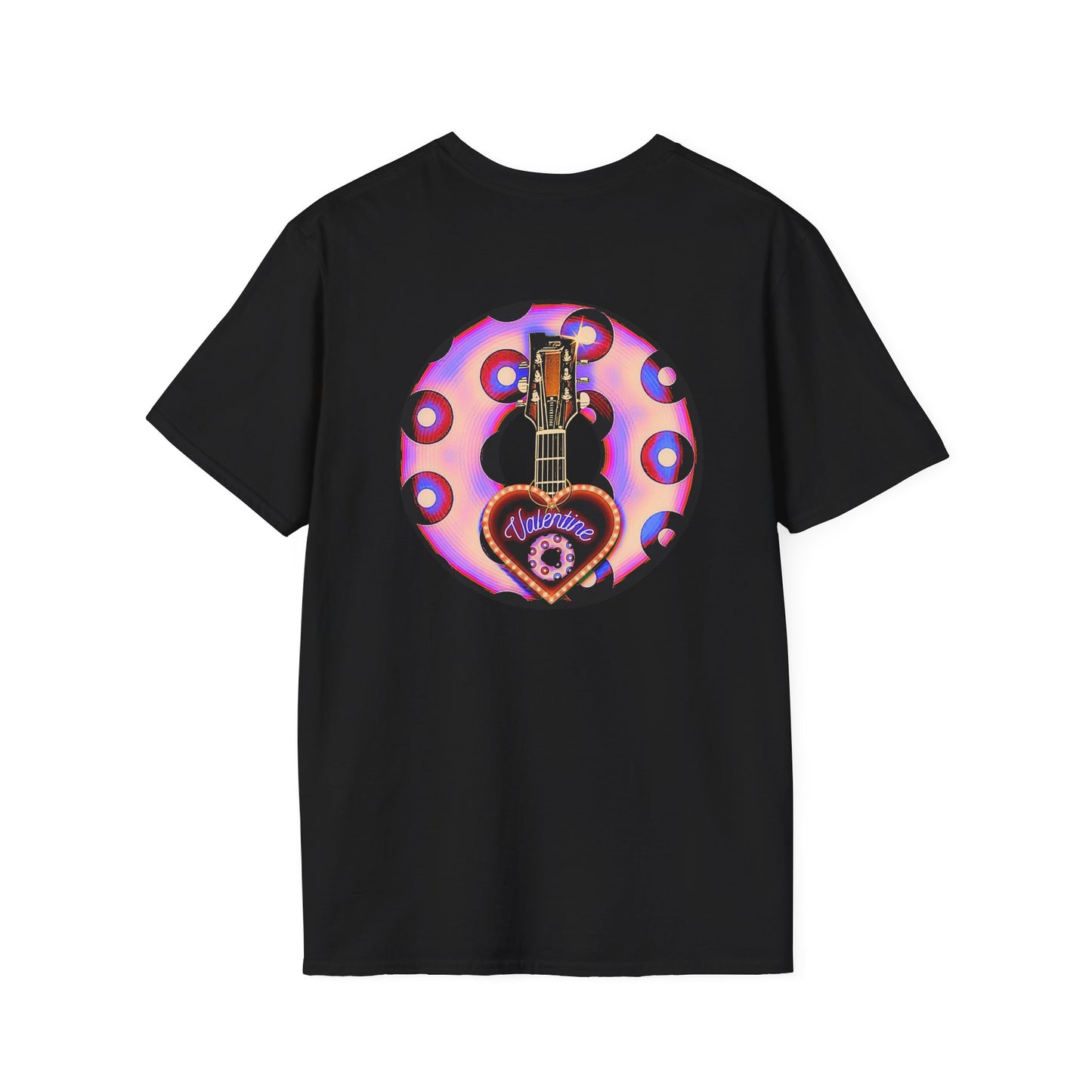Classic Donut Tee - Unisex Soft-Style - "Would You Be My Donut?" - paradoxical faded purple/red donut - variant 3