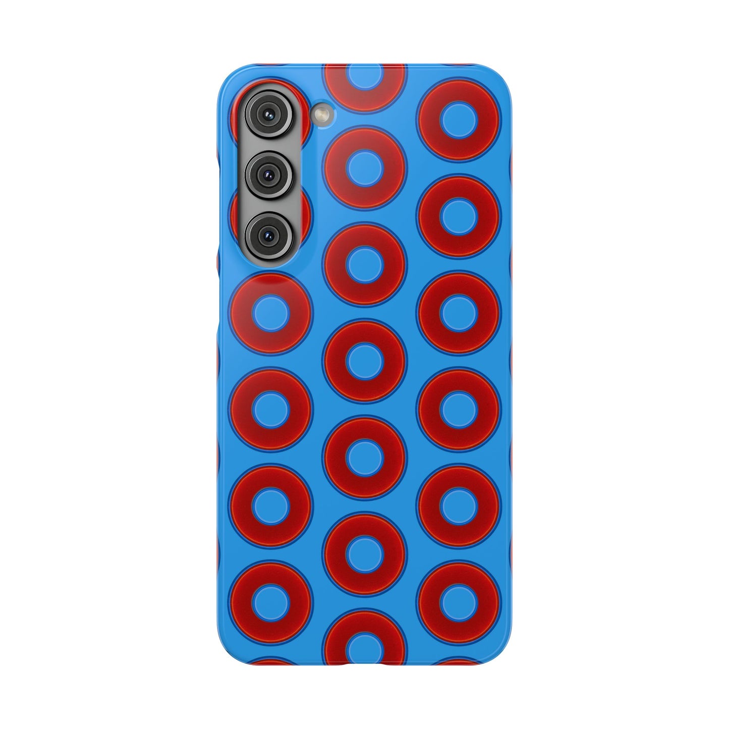 Lumpy Donut Snap Case - red vivid donut print w/sky royal blue background