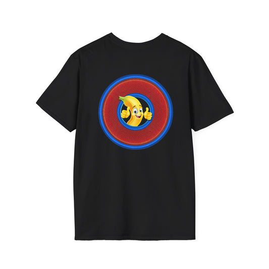 Classic Donut Tee - Unisex Soft-Style - "Dis sheet, it's bananas!" - series 1.0 - variant 6 - traditional red/blue donut