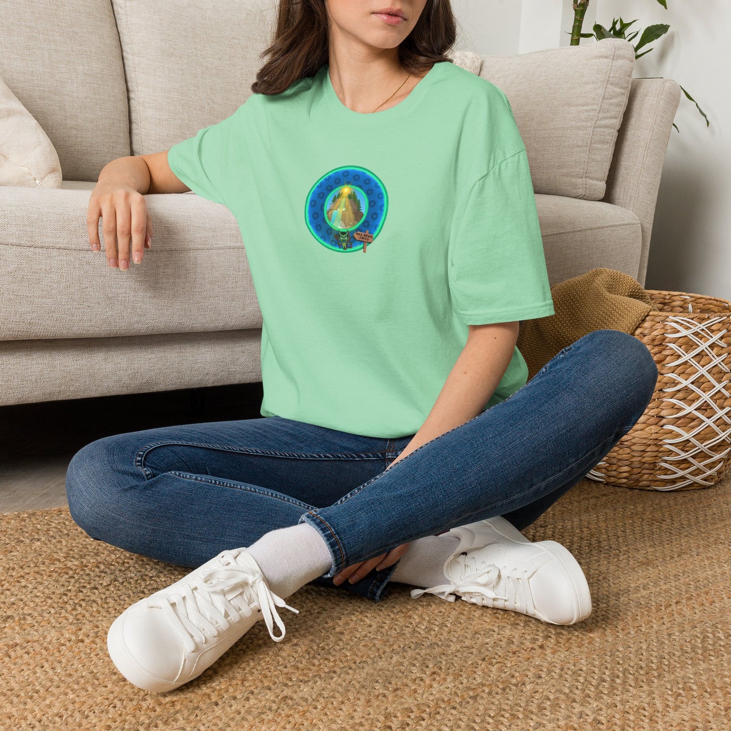 Classic Donut Tee - Unisex Soft-Style - "Devil's Drowning Donuts" - blue/green paradox donut
