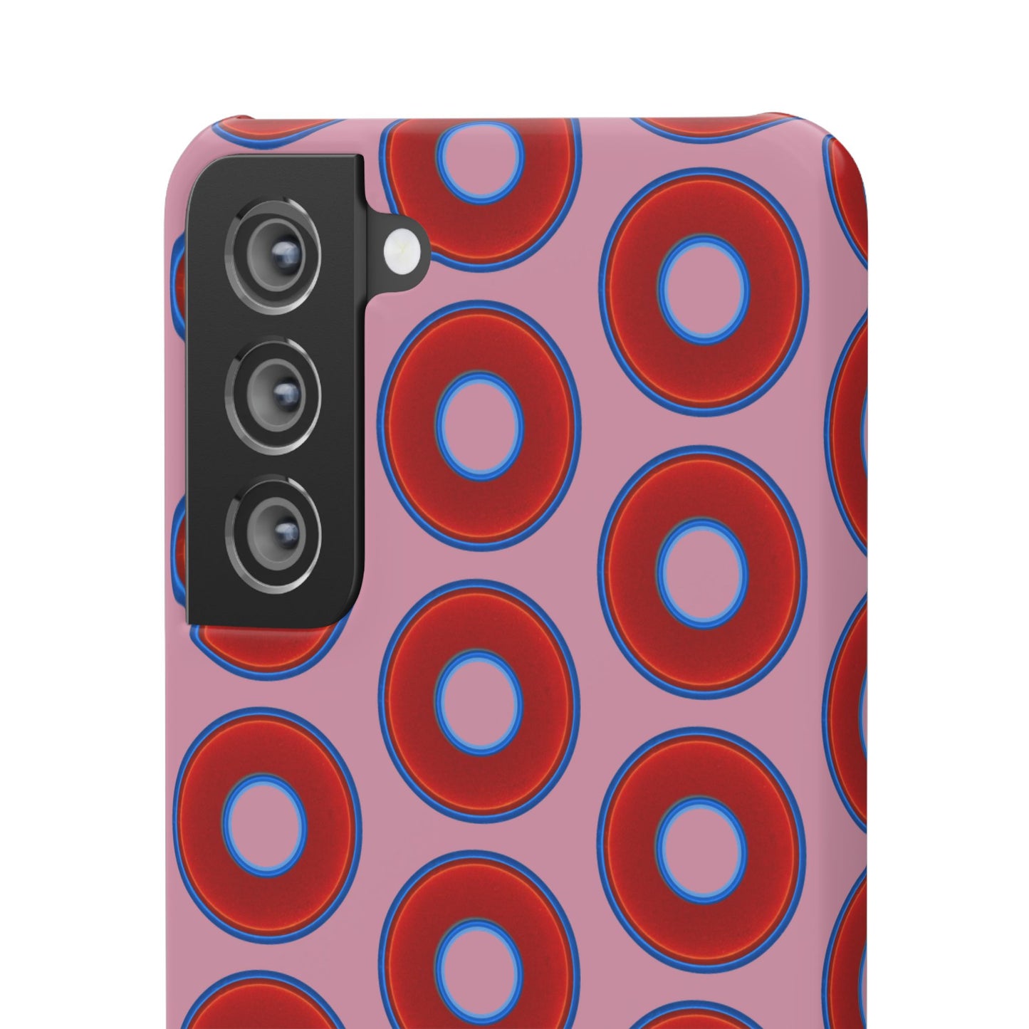 Lumpy Donut Snap Case - red vivid donut print w/pale magenta background