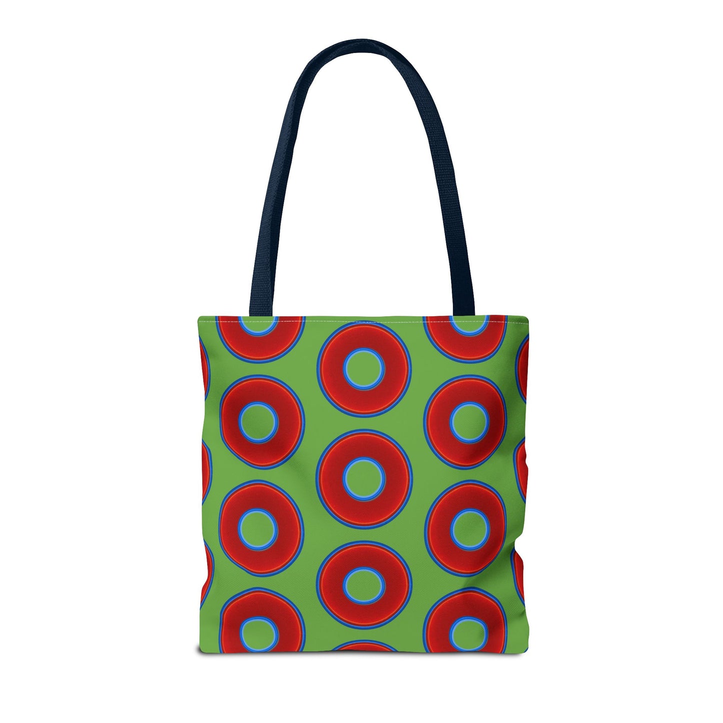 Lumpy Beach/Tote Bag - red vivid donuts w/light green background