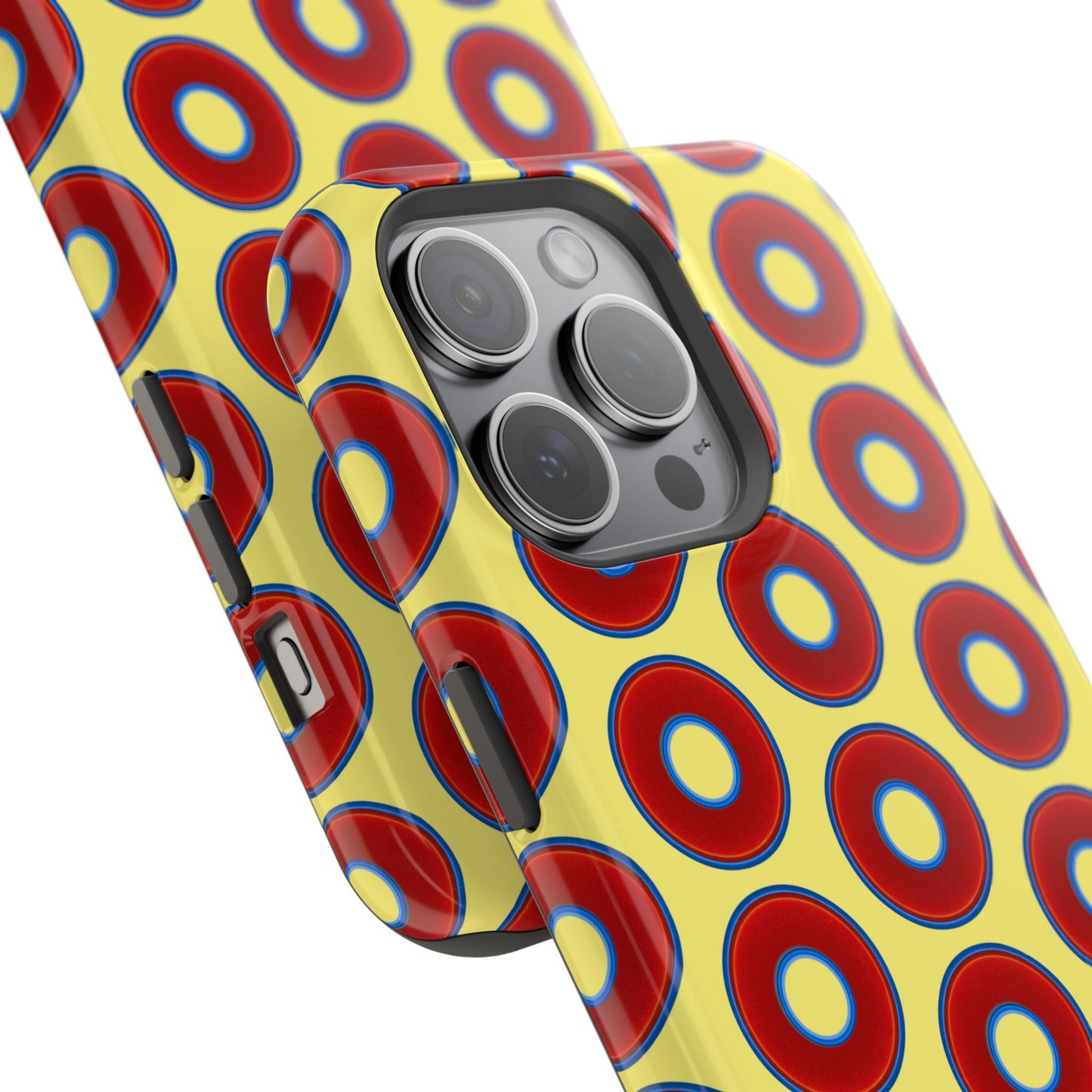Impact-Resistant Lumpy Donut Case - red vivid donut print w/yellow background