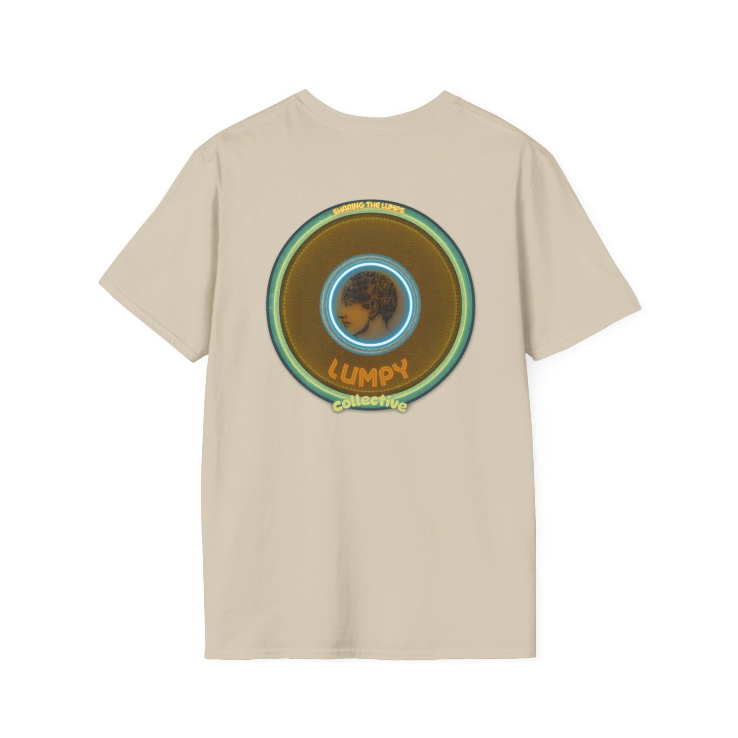 Classic Donut Tee - Unisex Soft-Style - "Lumpy Collective Donut" - bronze/green lumpy donut - variant 5