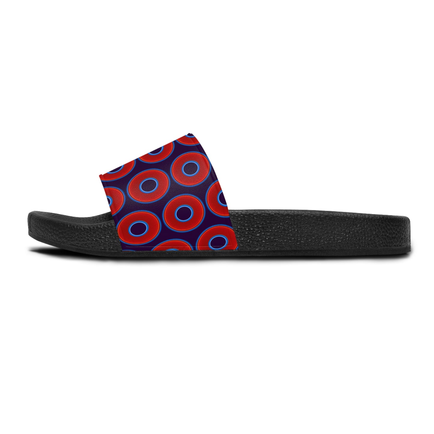 Lumpy Sandals - slip-ons - red vivid donuts w/midnight purple background