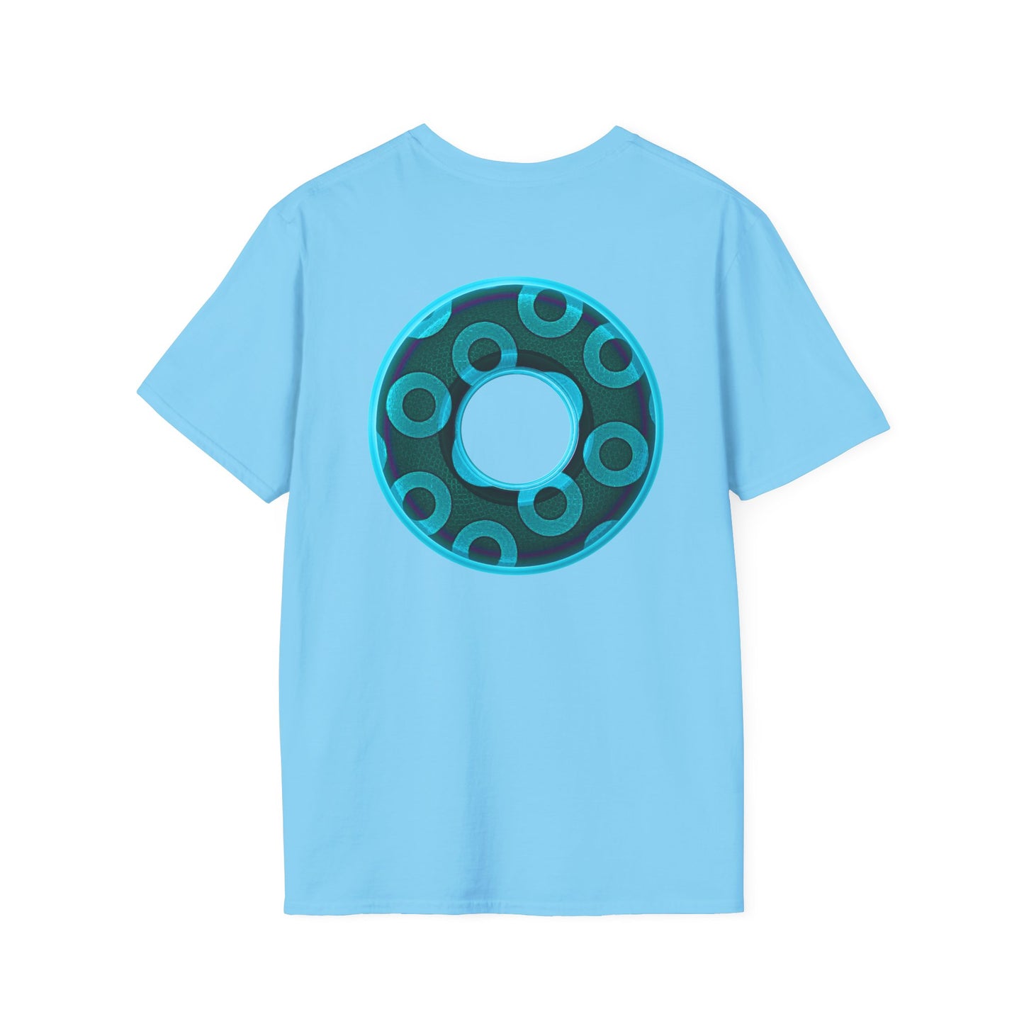 Plain Donuts/Unisex Soft-Style - "Plain Rustic Paradoxical Donuts" - light aquamarine/dark teal donuts