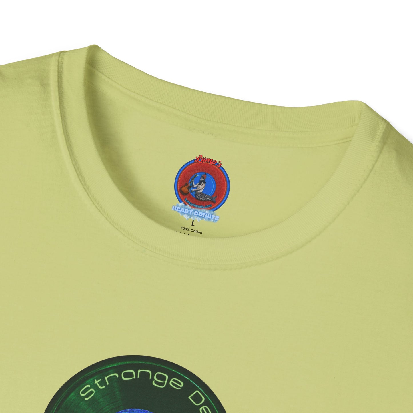 Classic Donut Tee - Unisex Soft-Style - "The Strangely Designed Donut Tee" - series 1.0 - green donut