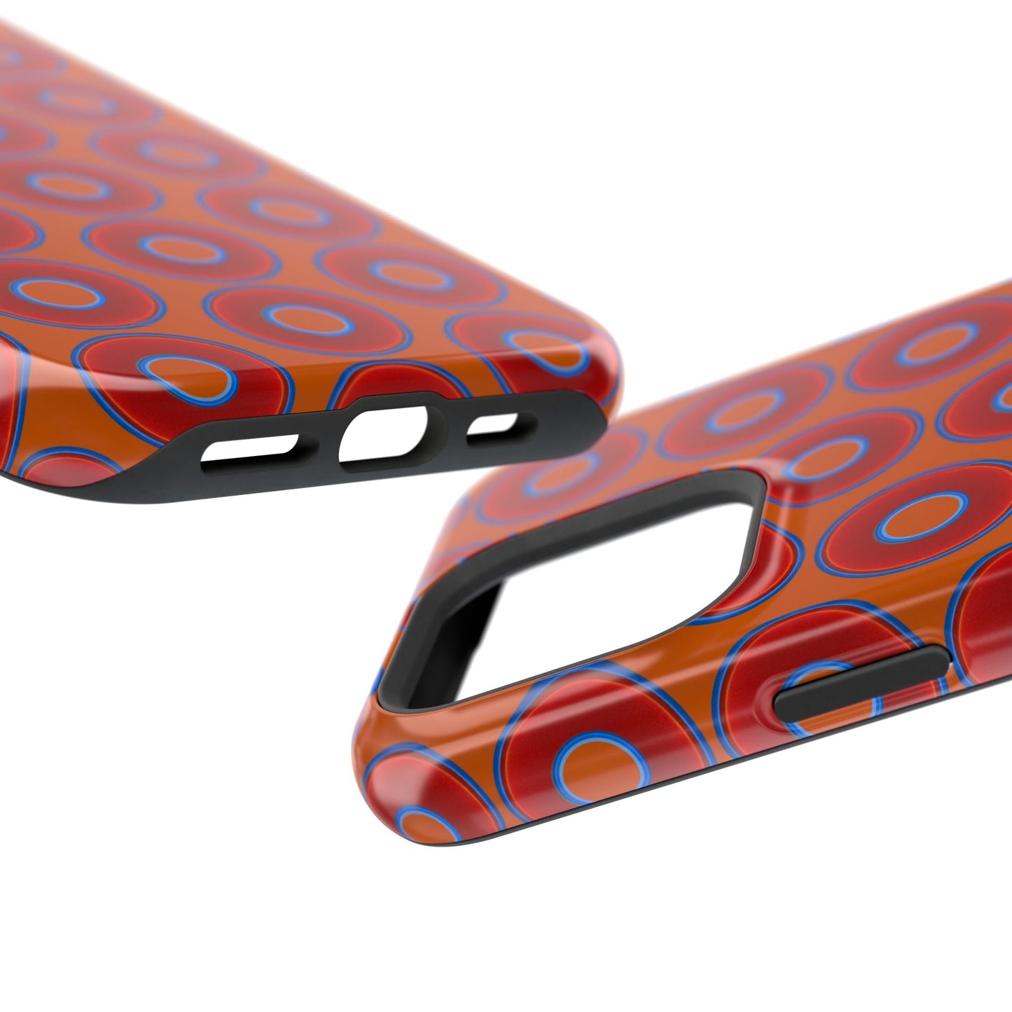 Magnetic Tough Donut Case - red vivid donut print w/dark orange background
