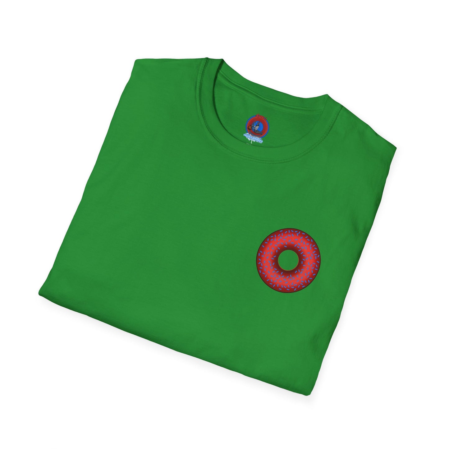 Classic Donut Tee - Unisex Soft-Style - "Plain Plump Donut w/" - plump red donut w/blue sprinkles