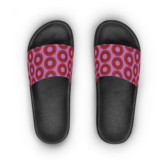 Lumpy Sandals - slip-ons - red vivid donuts w/pink background