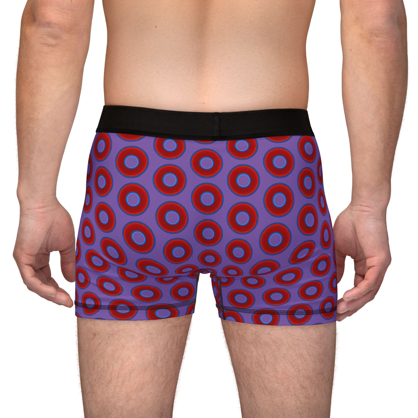 Men's Donut Boxers - red vivid donuts w/light purple background