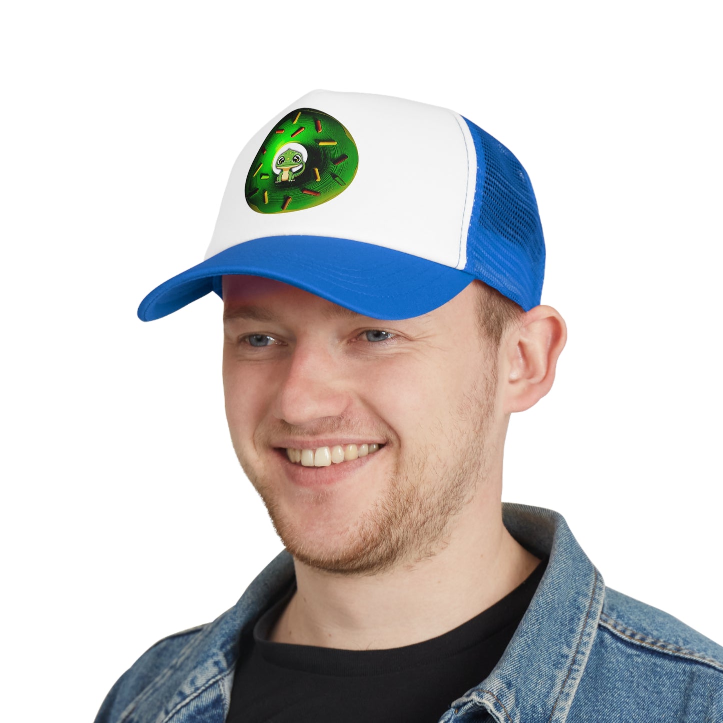 Lumpy Trucker Hat - "The Lizardful Donut" - green donut