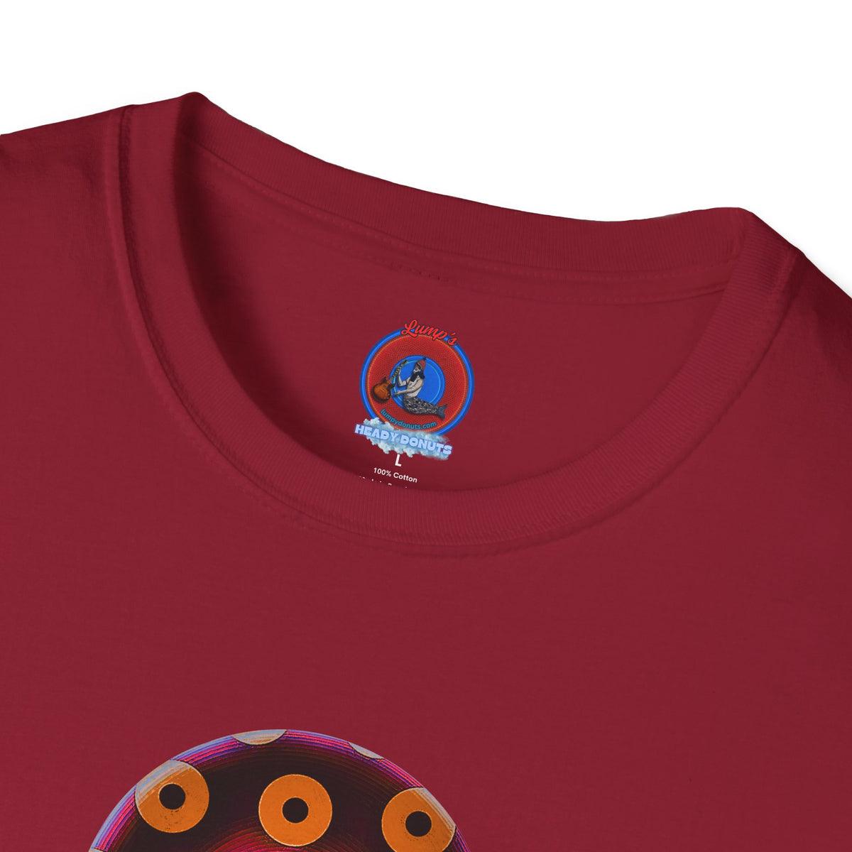Classic Donut Tee - Unisex Soft-Style - "Every 46th Day Tee Shirt" - paradoxical dark magenta/orange donut