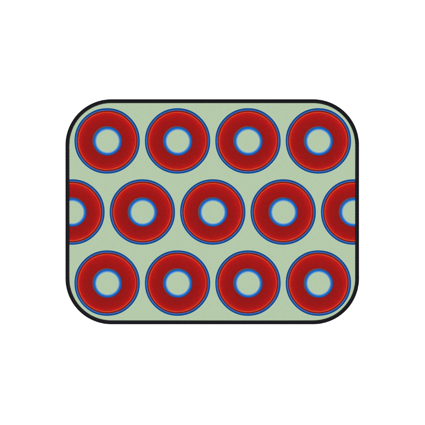 Contacted Car Mats - vivid donut print w/seafoam background