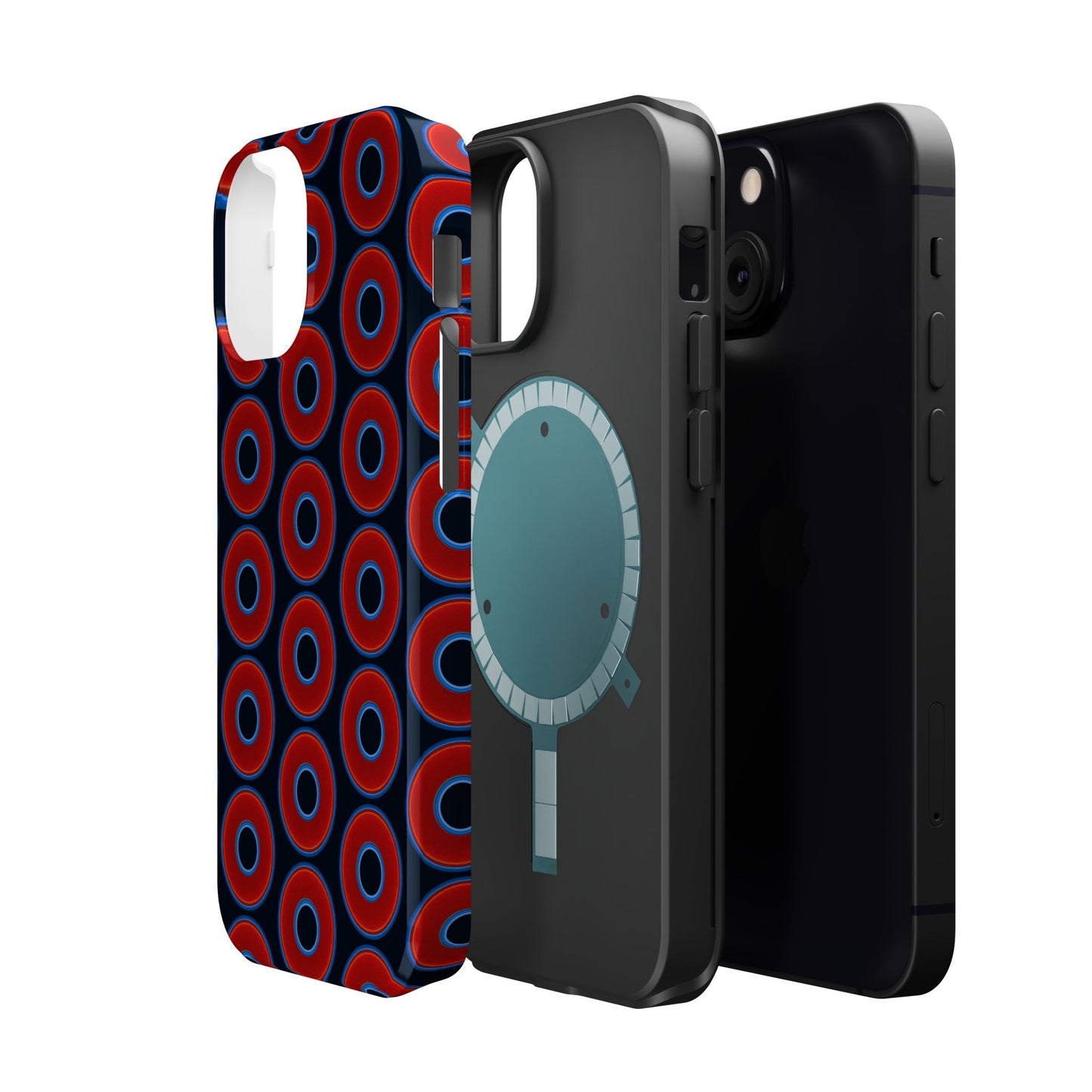 Magnetic Tough Donut Case - red vivid donut print w/blue charcoal background