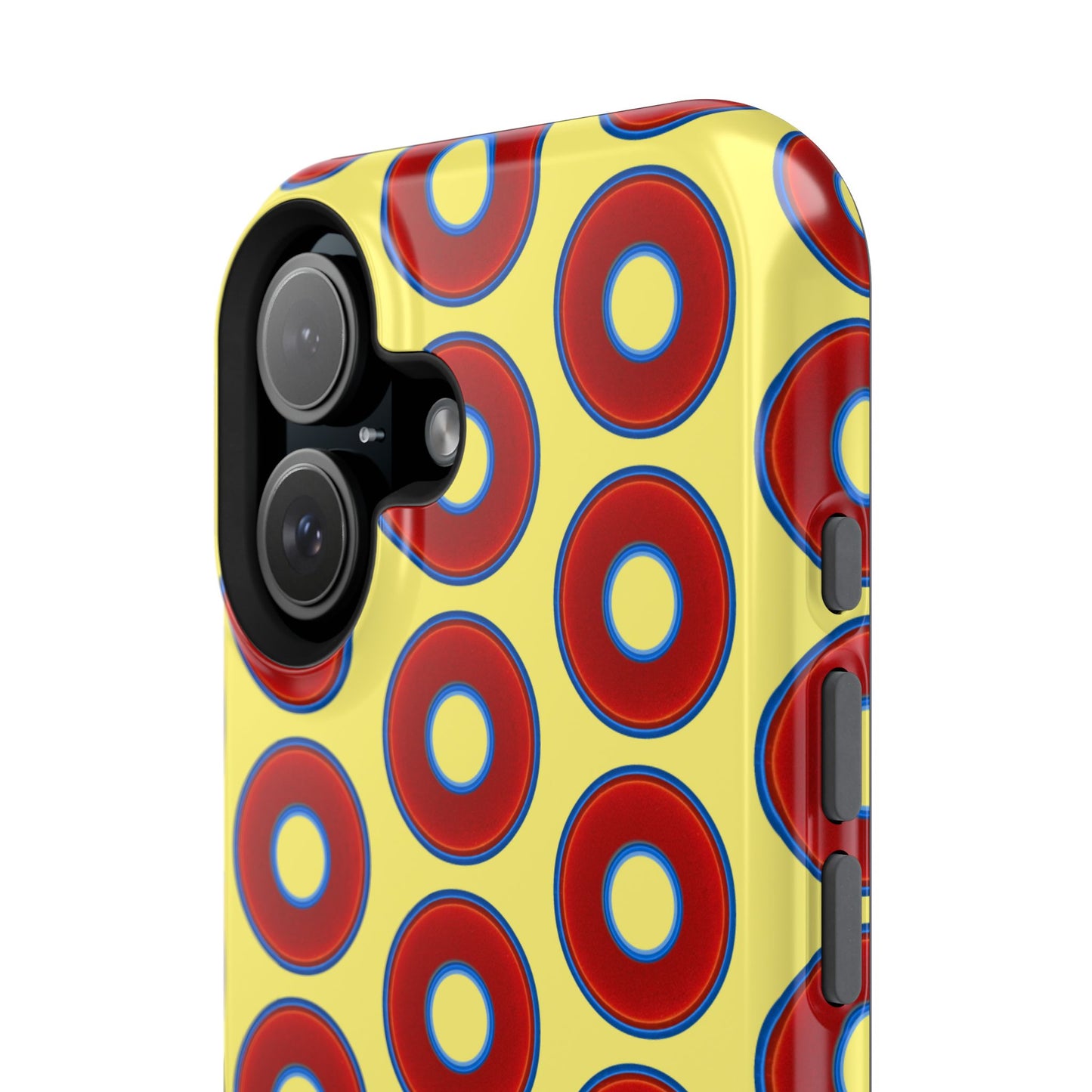 Impact-Resistant Lumpy Donut Case - red vivid donut print w/yellow background
