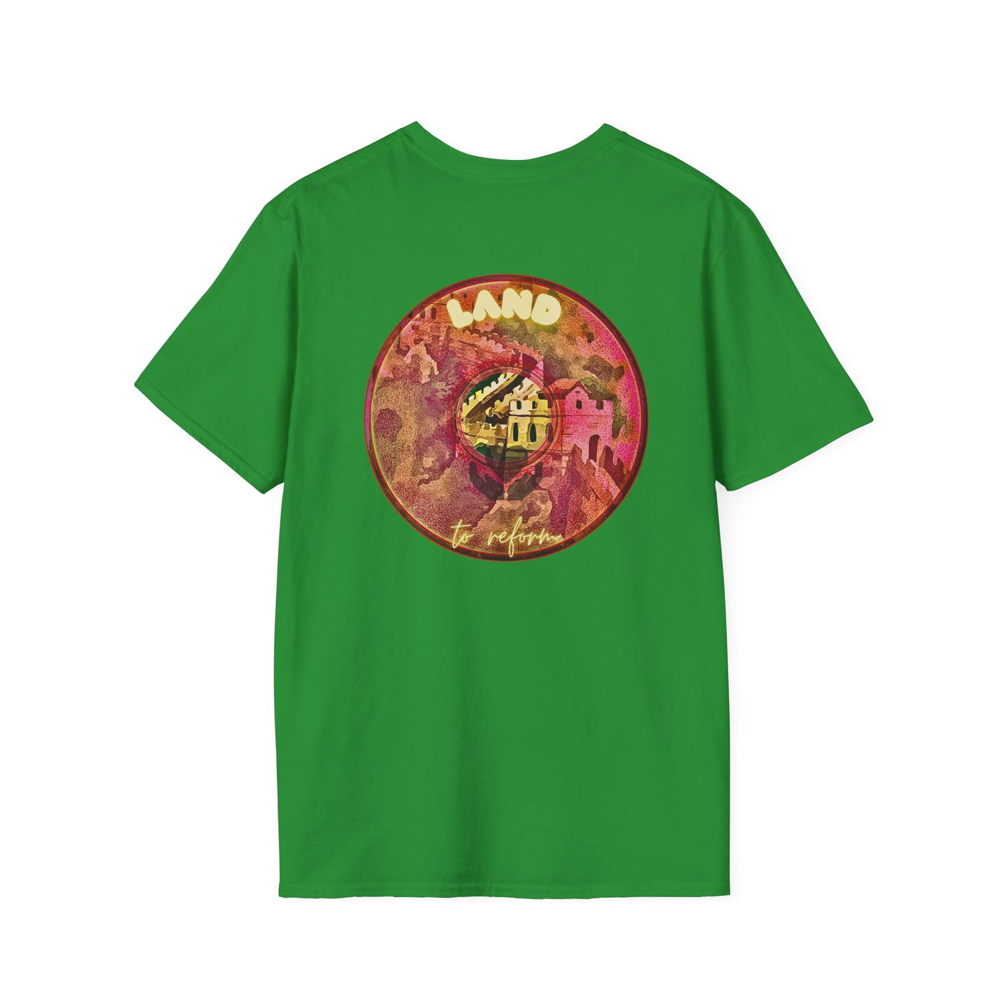 Classic Donut Tee - Unisex Soft-Style - "Donut made with Reforming Dough" - magenta/green donut