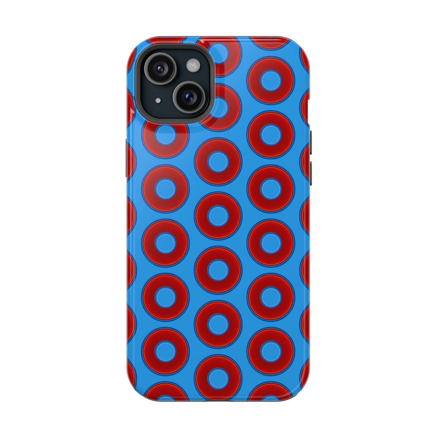 Impact-Resistant Lumpy Donut Case - red vivid donut print w/sky royal blue background