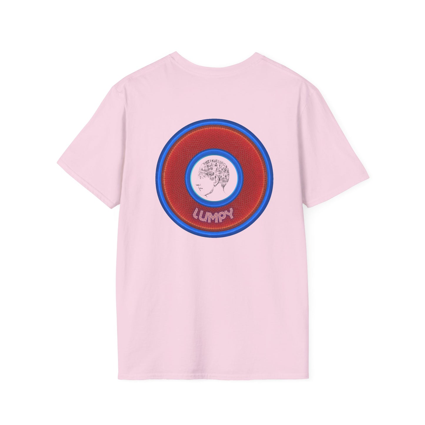 Classic Donut Tee - Unisex Soft-Style - "The Lumpy Donut" - variant 1 - red/blue donut