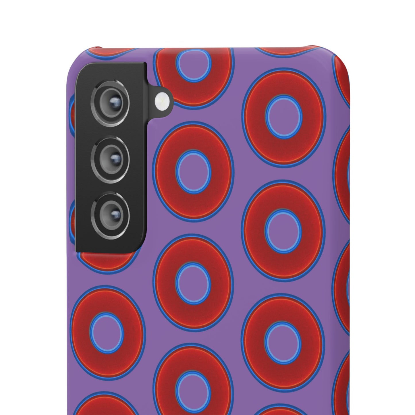 Lumpy Donut Snap Case - red vivid donut print w/light purple background
