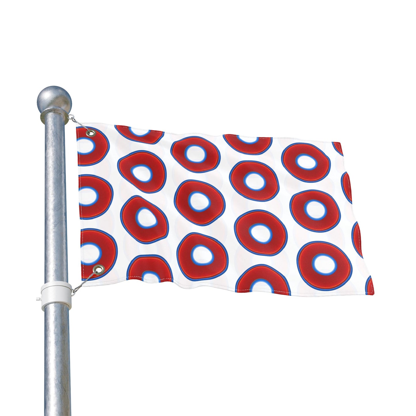 Lumpy Flagpole Sitters - Donut Flags [12" x 18"] - red vivid donut print w/white background