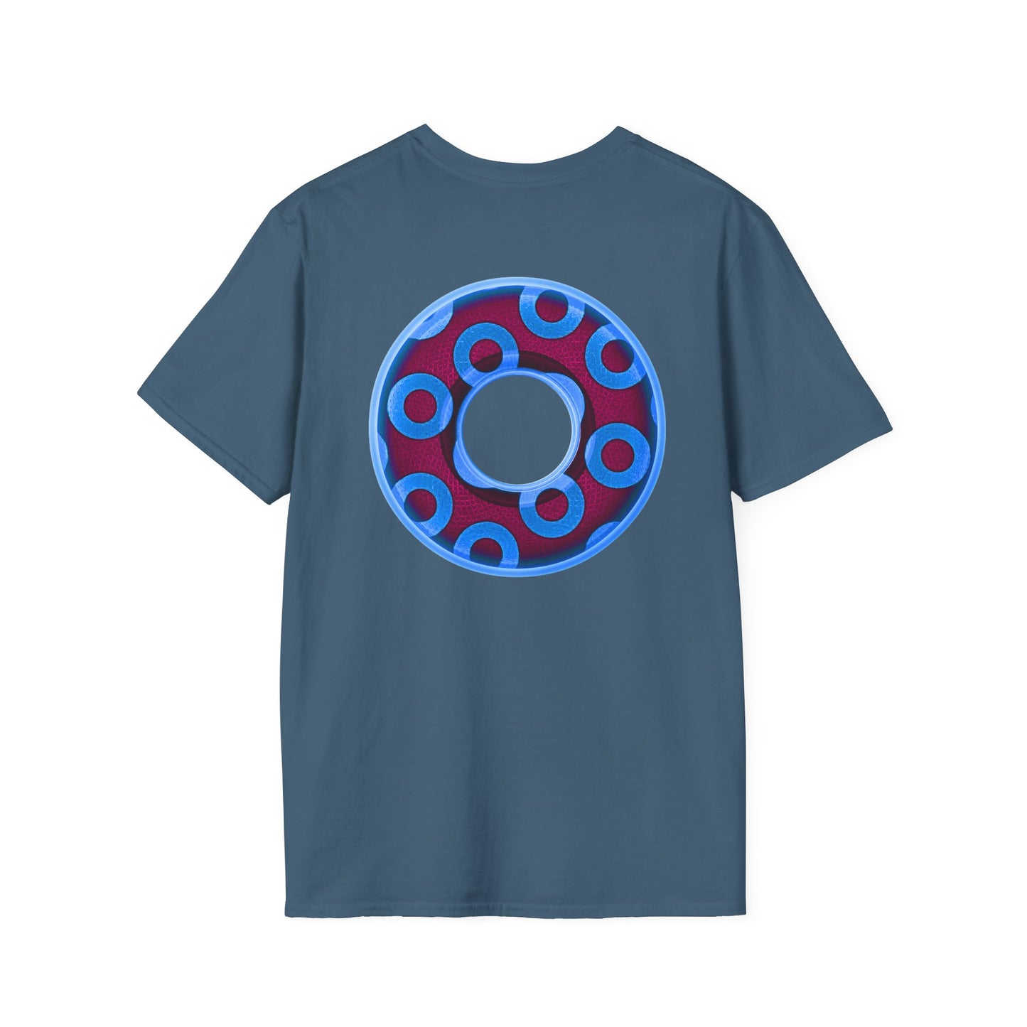 Plain Donuts/Unisex Soft-Style - "Plain Rustic Paradoxical Donuts" - light blue/burgundy donuts